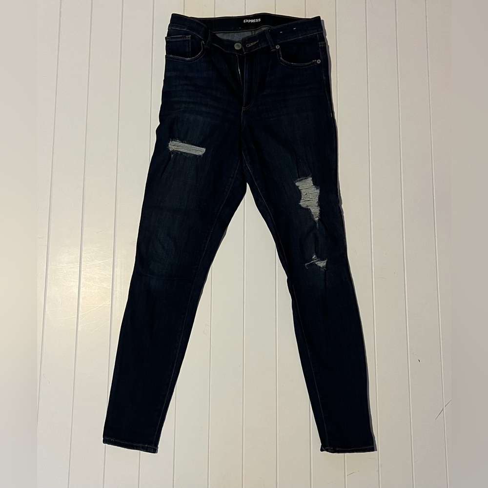 Express Dark Blue Distressed Jeans